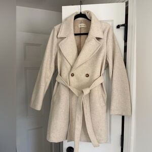 Cream Double-Breasted Coat